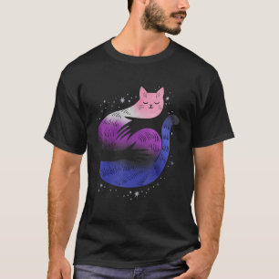 Genderfluid Cat Hug LGBT Pride Flag Nonbinary Tran T-Shirt