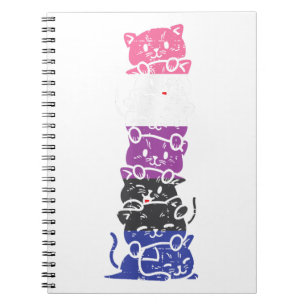 Genderfluid Cat Stack Pride Flag Non-Binary Animal Notebook