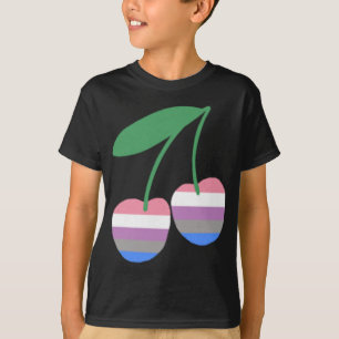 Genderfluid Cherry LGBTQ Pride Flag Cottagecore Ka T-Shirt