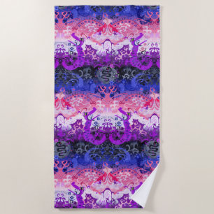 Genderfluid Dragon Damask - Genderfluid Pride Flag Beach Towel