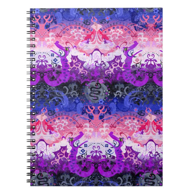 Genderfluid Dragon Damask - Genderfluid Pride Flag Notebook (Front)