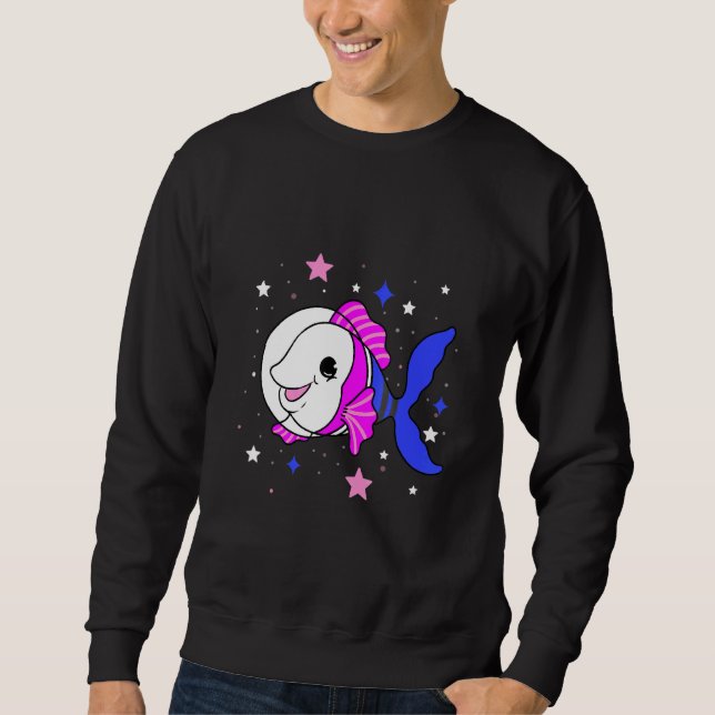 Genderfluid Fish In Space Genderfluid Pride Sweatshirt (Front)