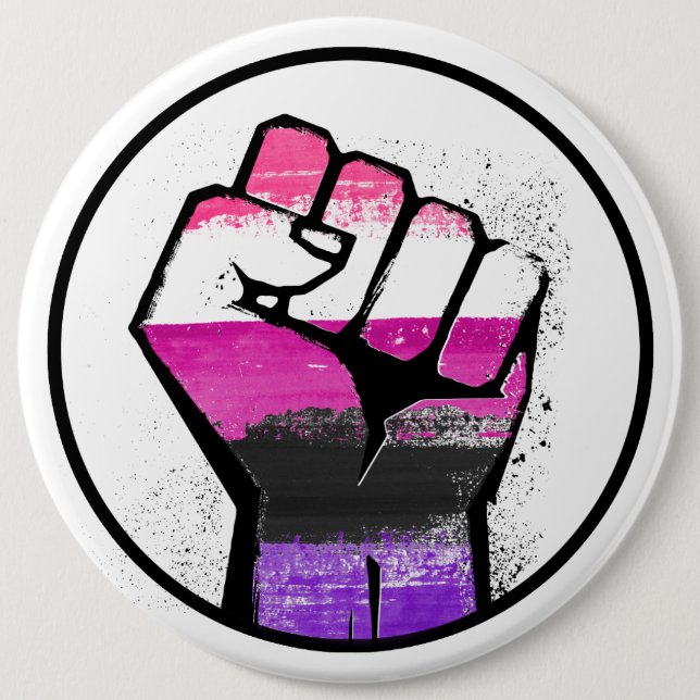 GENDERFLUID FIST 6 CM ROUND BADGE (Front)