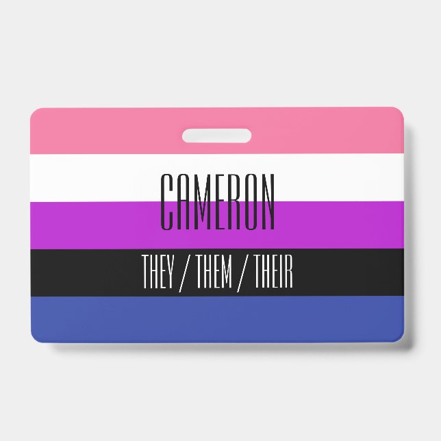 Genderfluid Flag Name / Pronoun Badge ID Badge (Front)