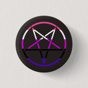 Genderfluid flag pentagram 3 cm round badge