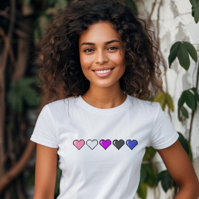 Genderfluid Flag Pixel Heart T-Shirt (Creator Uploaded)