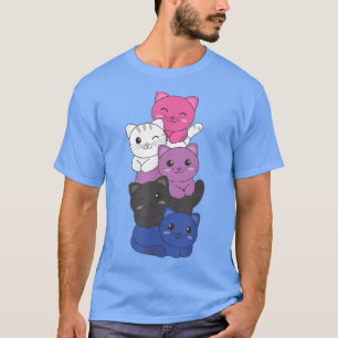 Genderfluid Flag Pride LGBTQ Cats Genderfluid cat  T-Shirt