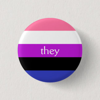 Genderfluid flag / they pronoun 3 cm round badge