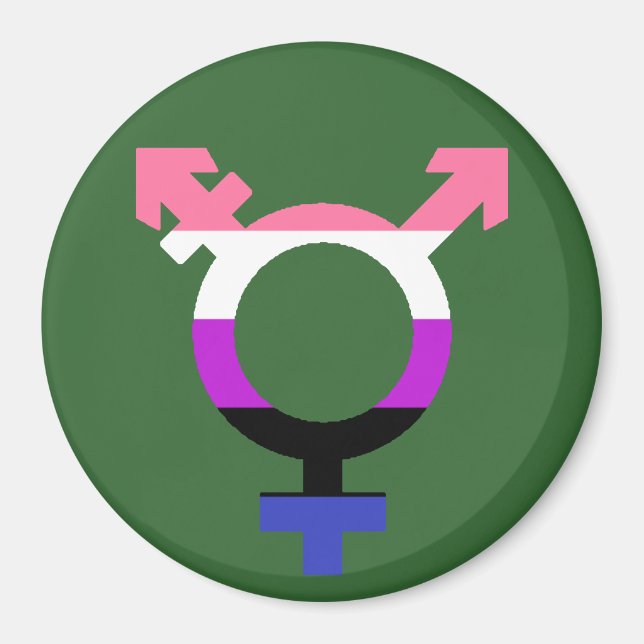Genderfluid Flag Trans Symbol Magnet (Front)