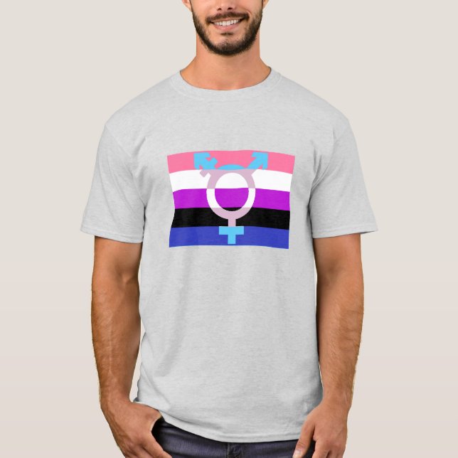 Genderfluid Flag Trans Symbol T-Shirt (Front)
