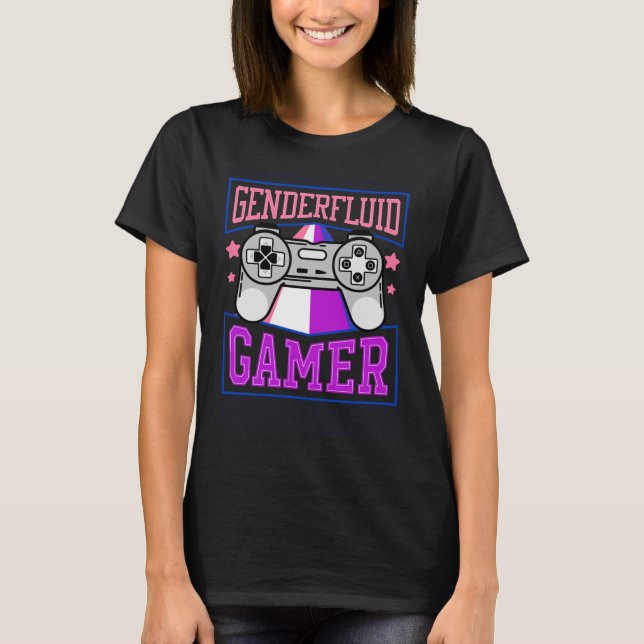 Genderfluid Gamer Video Games Genderqueer Aestheti T-Shirt (Front)