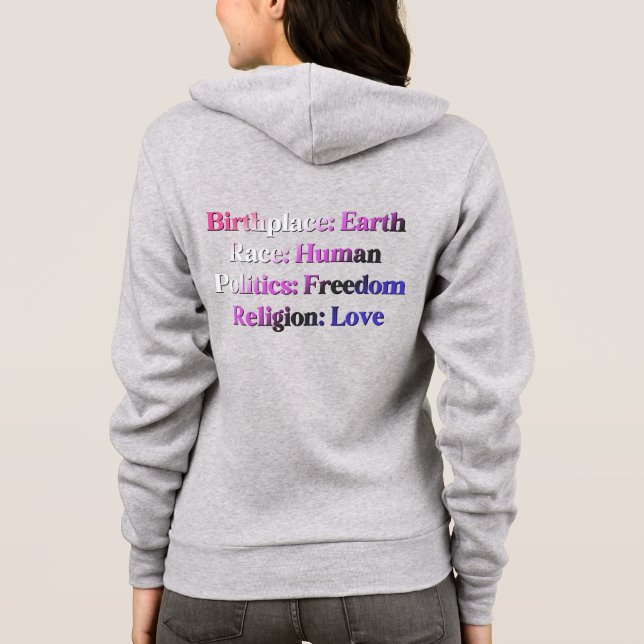 Genderfluid Pride - Birthplace: Earth. Race: Human Hoodie (Back)