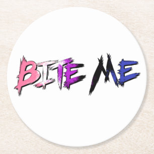 Genderfluid Pride Bite Me Round Paper Coaster