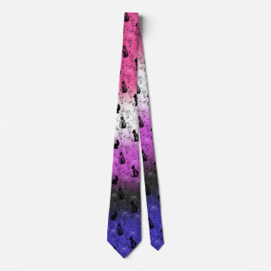 Genderfluid Pride Black Cat - Mystical Witchy Tie