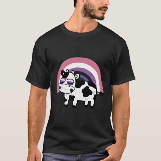 Genderfluid Pride Cow T-Shirt (Front)