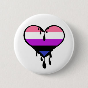 Genderfluid Pride Dripping Heart 6 Cm Round Badge