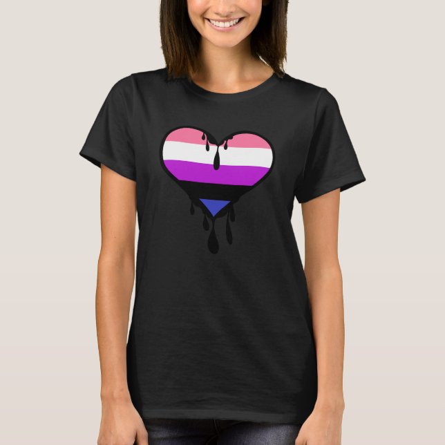 Genderfluid Pride Dripping Heart T-Shirt (Front)