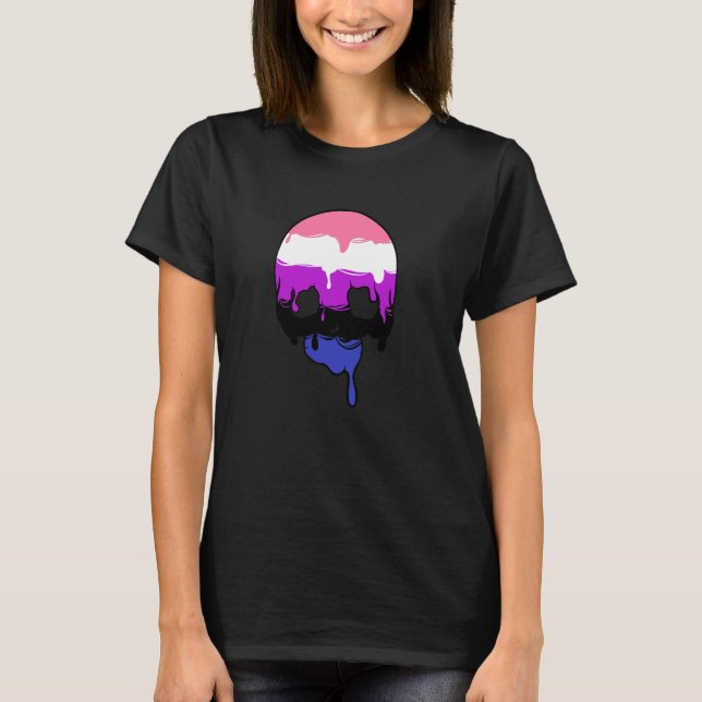 Genderfluid Pride Dripping Skull T-Shirt (Front)