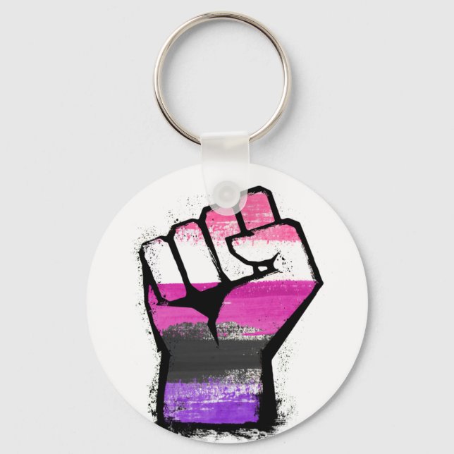 Genderfluid Pride Fist Key Ring (Front)