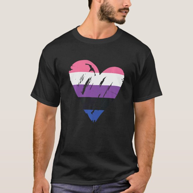 Genderfluid Pride Flag Love Gender Fluid Heart Fla T-Shirt (Front)