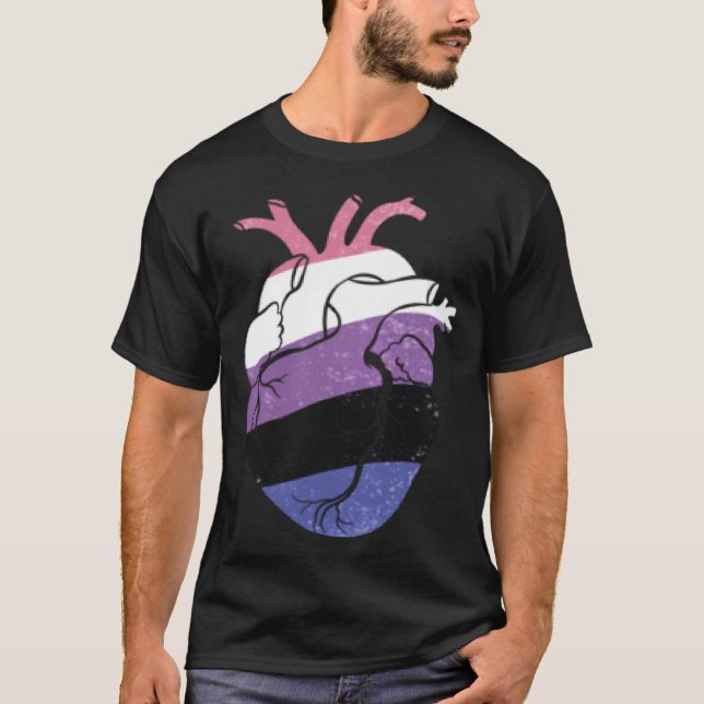 Genderfluid Pride Heart Flag T-Shirt (Front)