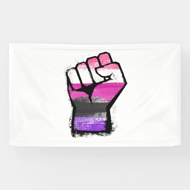 Genderfluid Protest Fist Banner (Horizontal)