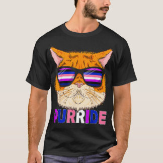 Genderfluid Purride Cat Kitten Sunglasses Gay Prid T-Shirt