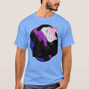 Genderfluid Yin Yang Cat T-Shirt