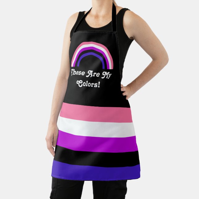 Genderfluidity pride flag and rainbow with a text apron (Insitu)