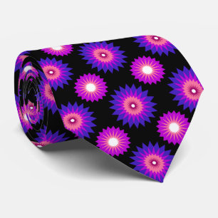 Genderfluidity pride flag / black flower pattern tie