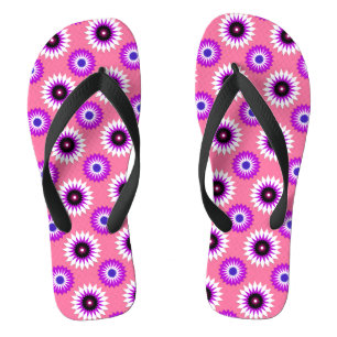 Genderfluidity pride flag / pink flower pattern jandals