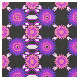 Genderfluidity Pride seamless black flower pattern Fabric
