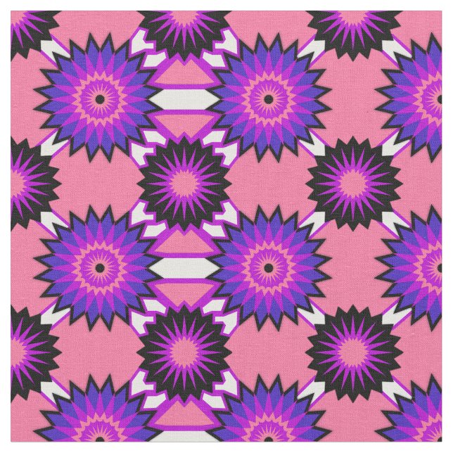Genderfluidity Pride seamless pink flower pattern  Fabric (Close Up)