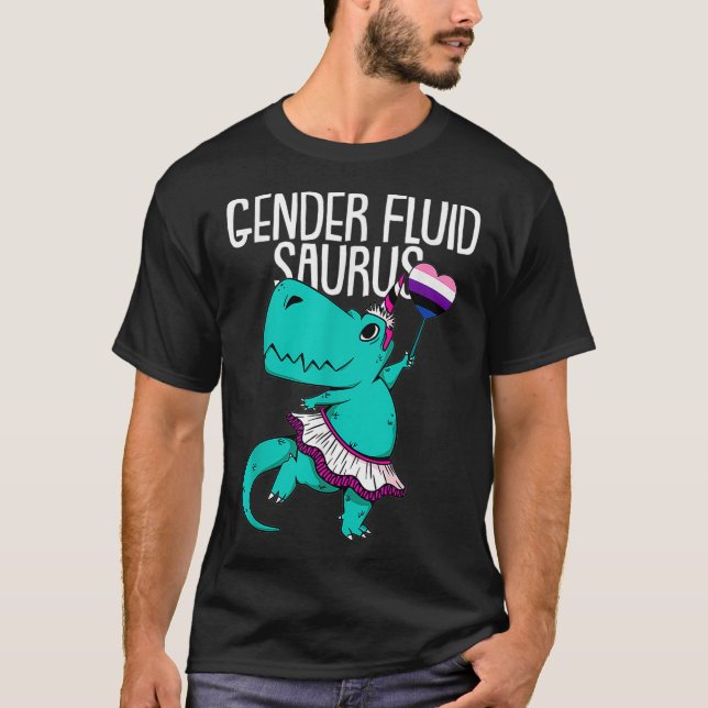 Genderfluidsaurus LGBTQ Funny TRex Unicorn Pride A T-Shirt (Front)