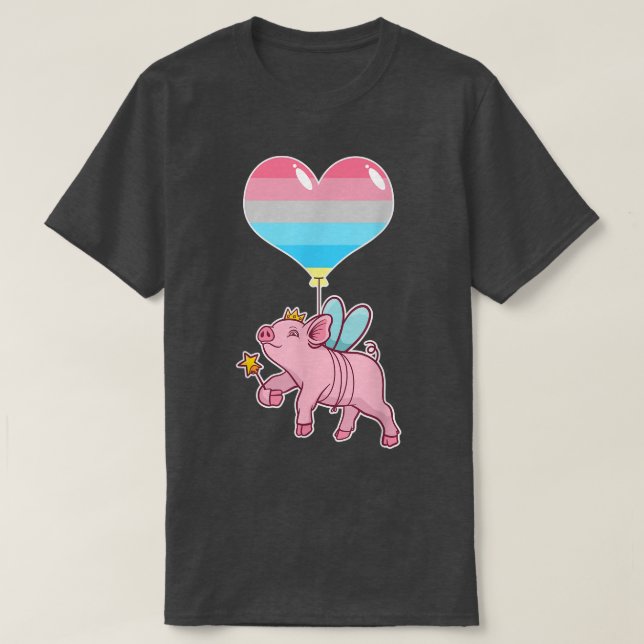 Genderflux Pig Fairy - Nonbinary Gender  T-Shirt (Design Front)