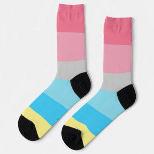 Genderflux Pink Grey Blue Yellow Striped LGBT Socks