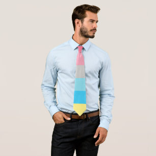 Genderflux Pink Grey Blue Yellow Striped LGBT Tie