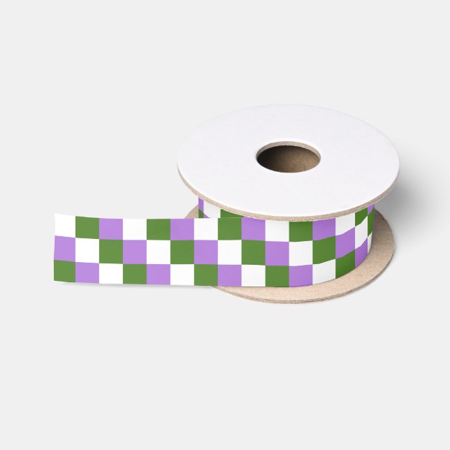 Genderqueer colours chequered pattern ribbon satin ribbon (Spool)