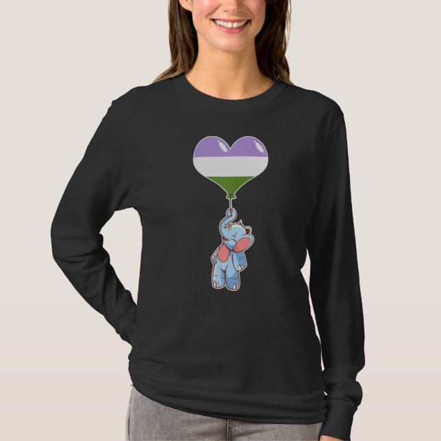 Genderqueer Elephant  Nonbinary Gender T-Shirt (Front)