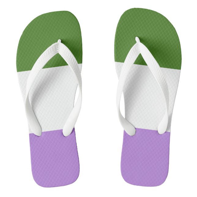 Genderqueer Flag Colours LGBTQ+ Pride Jandals (Footbed)