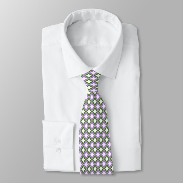 Genderqueer Flag Diamonds Pride Tie (Tied)