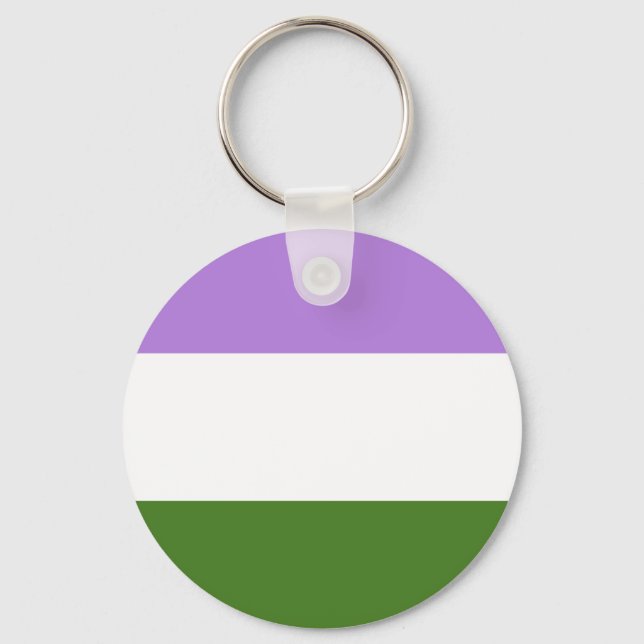 Genderqueer Flag LGBT Keychain (Front)