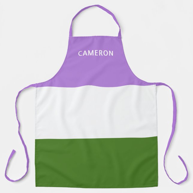 Genderqueer Flag Monogrammed Apron (Front)