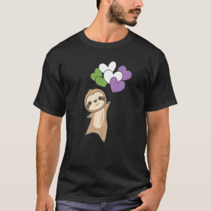 Genderqueer Flag Pride Lgbtq Balloon Hearts Sloth T-Shirt