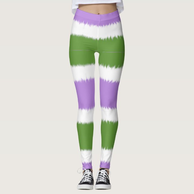 Genderqueer Flag Wide Stripe Leggings (Front)
