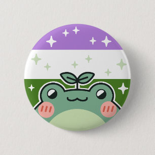 Genderqueer LGBT Pride Flag Frog 6 Cm Round Badge