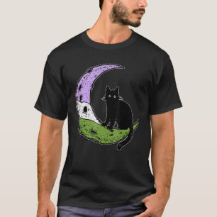 Genderqueer Moon Space Cat Pride Flag Lgbt Subtle T-Shirt