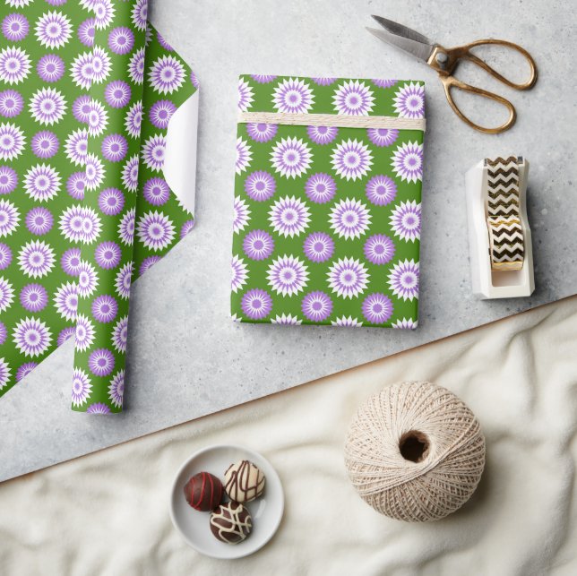 Genderqueer pride colours / green flower wrapping paper (Crafts)