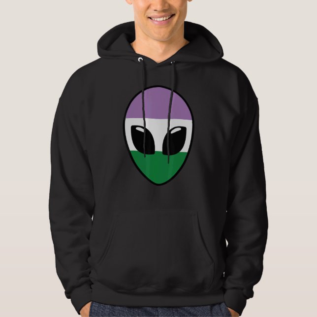 Genderqueer Pride Flag  Alien Genderqueer Flag Hoodie (Front)