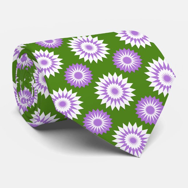 Genderqueer pride flag / green flower pattern tie (Rolled)